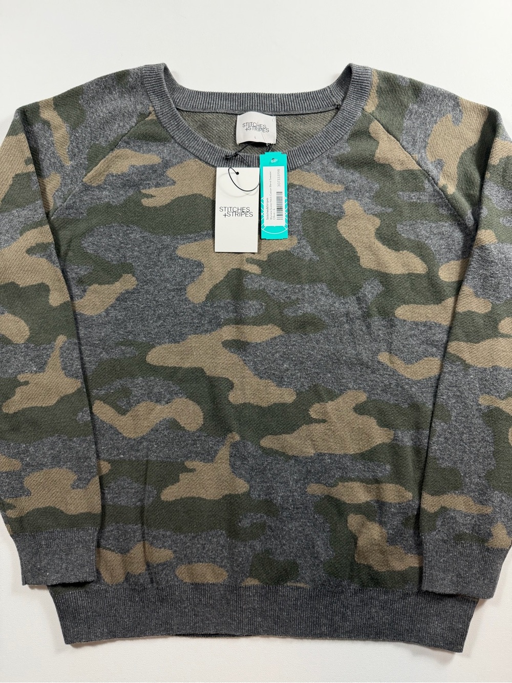 Stitches & Stripes Wynona Stitch Fix Camo Scoop Neck Sweater Olive Green NWT L